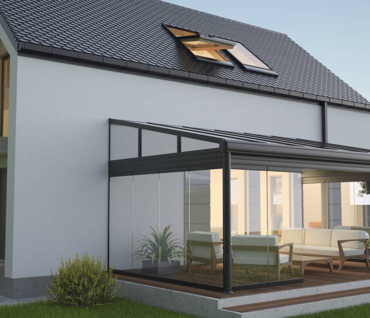 home terrace patio idea, render 3d